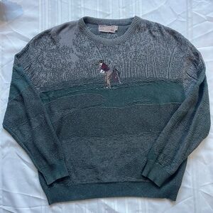 Vtg Shenandoah Golf Sweater Textured Retro Knit Men Sz Large XL Embroidered USA